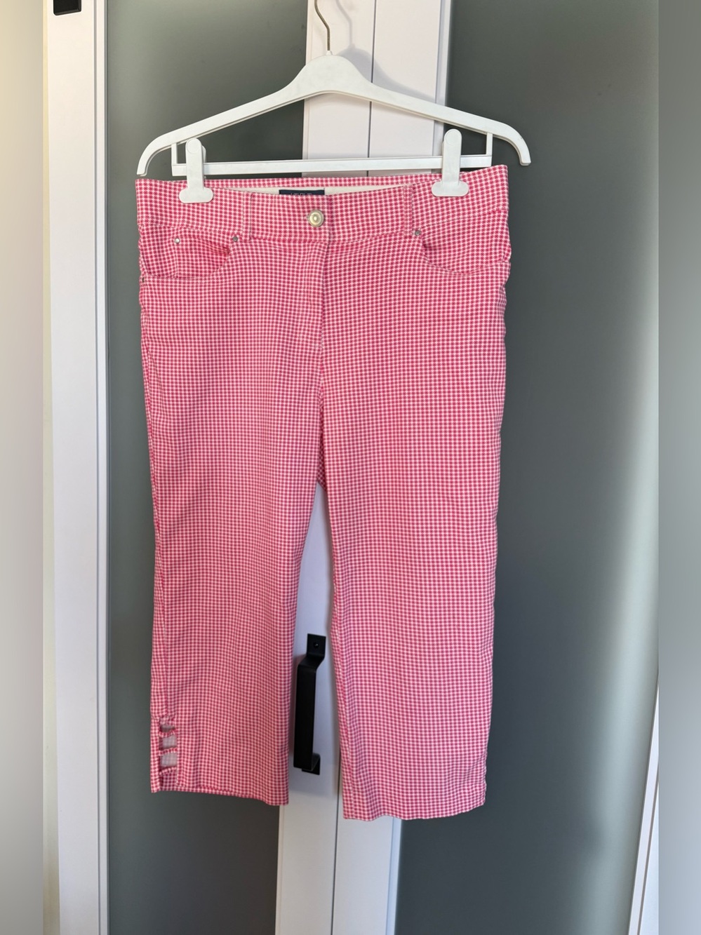 Pink Gingham Crop Capri Pants
